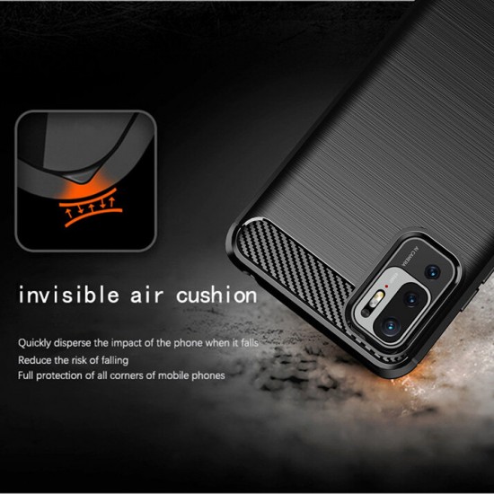 Global Version/ Xiaomi Redmi Note 10 5G Case Carbon Fiber Texture Shockproof TPU Protective Case Back Cover + 9H Anti-Explosion Anti-Fingerprint Tempered Glass Screen Protector