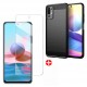 Global Version/ Xiaomi Redmi Note 10 5G Case Carbon Fiber Texture Shockproof TPU Protective Case Back Cover + 9H Anti-Explosion Anti-Fingerprint Tempered Glass Screen Protector