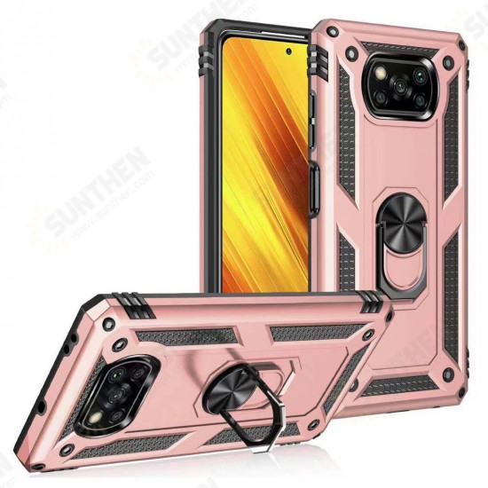 For POCO X3 PRO / POCO X3 NFC Case Bumpers Shockproof Magnetic with 360 Rotation Finger Ring Holder Stand PC Protective Case