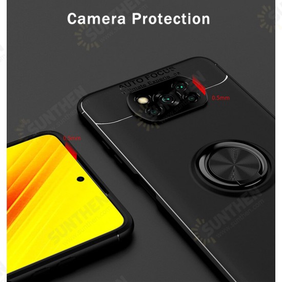 For POCO X3 PRO / POCO X3 NFC Case 360° Rotating Magnetic Ring Holder Soft Silicone Shockproof Protective Case Back Cover Non-original