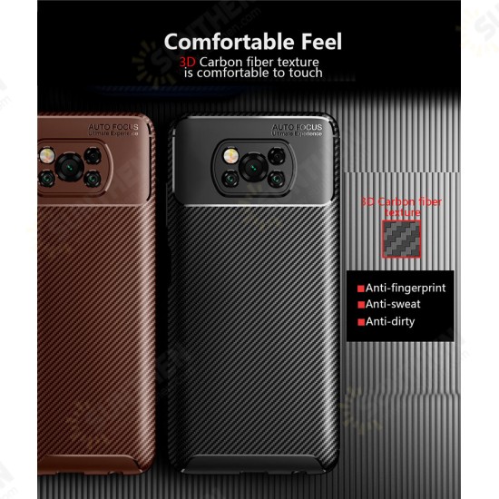 For POCO X3 PRO / POCO X3 NFC Case Luxury Carbon Fiber Pattern with Lens Protector Shockproof Silicone Protective Case Non-original