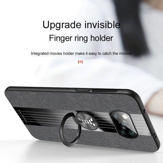 For POCO X3 PRO / POCO X3 NFC Case with Magnetic Ring Bracket Stand Shockproof Breathable Cloth Fabric Protective Case Non-original