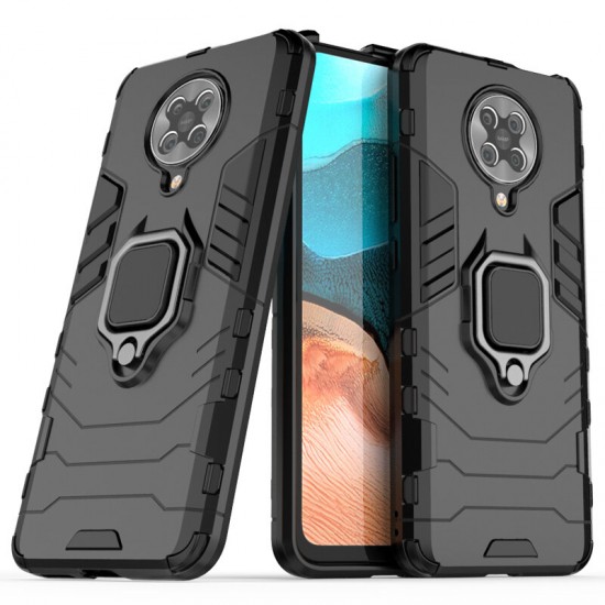 For Poco F2 Pro Case Shockproof Anti-fingerprint with 360° Rotation Magnetic Ring Bracket PC Protective Case Non-original