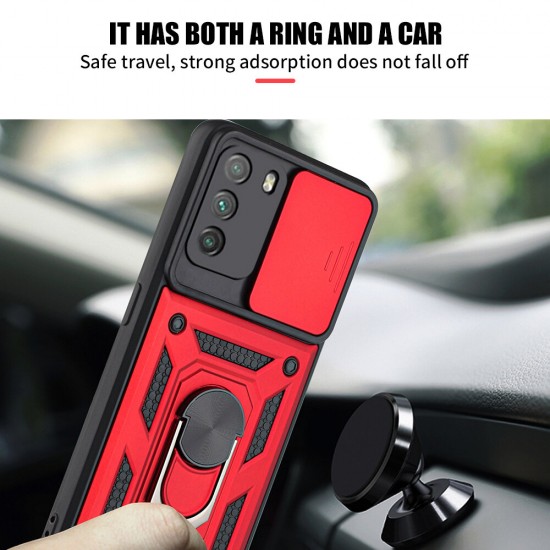 For Poco F3/ Xiaomi Redmi K40 Case Bumpers Shockproof Magnetic with 360 Rotation Finger Ring Holder Stand Slide-Camera Protection PC Protective Case Non-Original