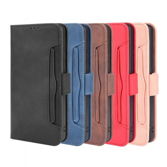 For A11 Pro Max Case Magnetic Flip with Multiple Card Slot Wallet Folding Stand PU Leather Shockproof Full Cover Protective Case