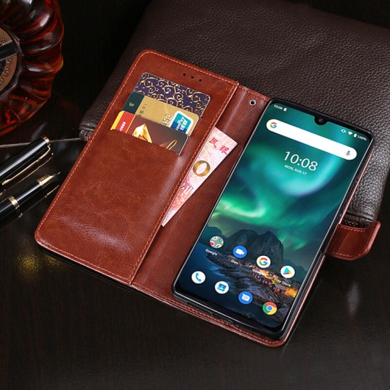 For Bison Case Litchi Pattern Magnetic Flip with Multiple Card Slots Wallet Foldable Stand Shockproof PU Leather Full Body Protective Case