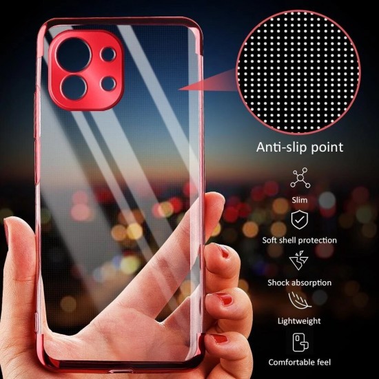 For Xiaomi Mi 11 Lite Case 2 in 1 Plating with Lens Protector Ultra-Thin Anti-Fingerprint Shockproof Transparent Soft TPU Protective Case Non-Original