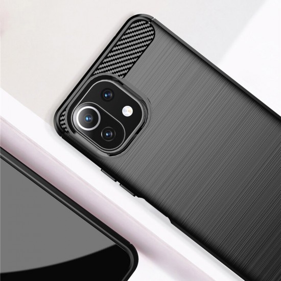 For Xiaomi Mi 11 Lite Case Carbon Fiber Texture Shockproof TPU Protective Case Back Cover Non-Original