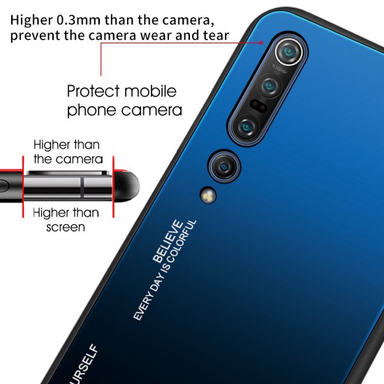 For Xiaomi Mi10 Mi 10 / Mi 10 Pro Case Gradient Color Tempered Glass Shockproof Scratch Resistant Protective Case Back Cover Non-original