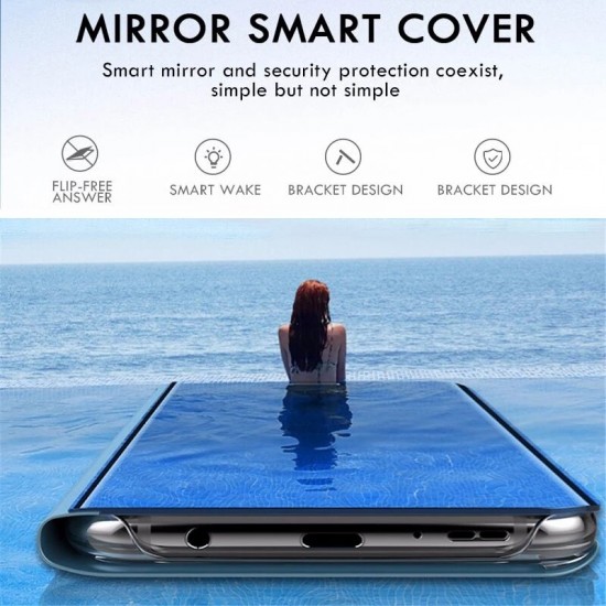 For Xiaomi Redmi 10 Case Foldable Flip Plating Mirror Window View Shockproof Full Cover Protective Case Non-Original