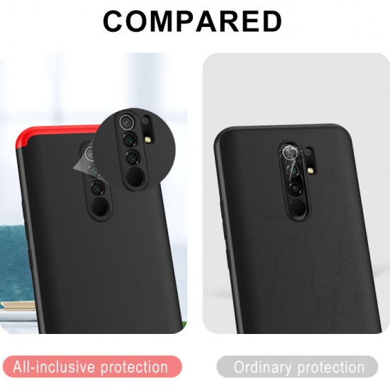 For Xiaomi Redmi 9 Case 3 in 1 Detachable Double Dip with Lens Protect Anti-fingerprint Shockproof PC Protective Case Non-original