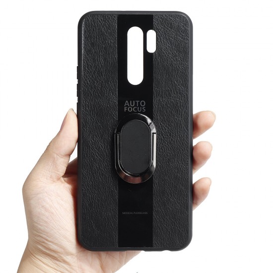 For Xiaomi Redmi 9 Case 360 Degree Adjustable Magnetic Shockproof with Finger Ring Holder Stand PU Leather Protective Case Non-original