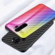 For Xiaomi Redmi 9 Case Carbon Fiber Pattern Gradient Color Tempered Glass Shockproof Scratch Resistant Protective Case Non-original