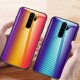 For Xiaomi Redmi 9 Case Carbon Fiber Pattern Gradient Color Tempered Glass Shockproof Scratch Resistant Protective Case Non-original