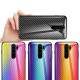 For Xiaomi Redmi 9 Case Carbon Fiber Pattern Gradient Color Tempered Glass Shockproof Scratch Resistant Protective Case Non-original