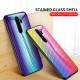 For Xiaomi Redmi 9 Case Carbon Fiber Pattern Gradient Color Tempered Glass Shockproof Scratch Resistant Protective Case Non-original