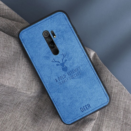 For Xiaomi Redmi 9 Case Deer Classic Breathable Canvas Cloth Shockproof Protective Case Back Cover Non-original