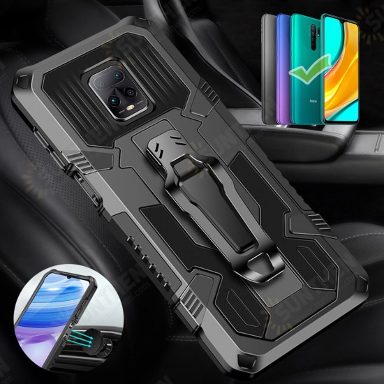 For Xiaomi Redmi 9 Case Dual-Layer Rugged Magnetic with Belt Clip Stand Non-Slip Anti-Fingerprint Shockproof Protective Case Non-Original