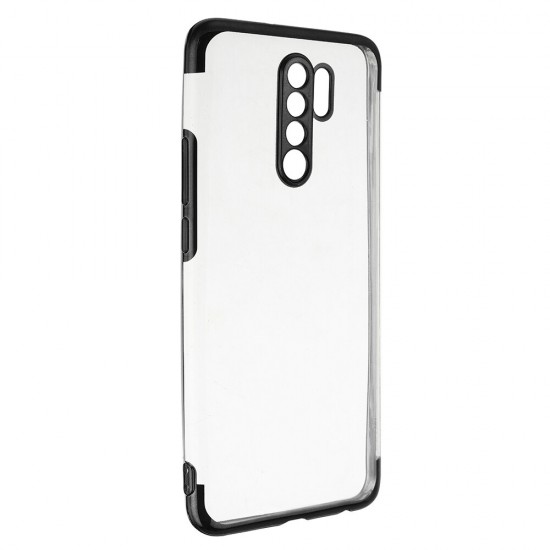 For Xiaomi Redmi 9 Case Plating Shockproof Transparent Soft TPU Protective Case Back Cover with Lens Protector Non-original