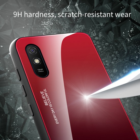 For Xiaomi Redmi 9A Case Gradient Color Tempered Glass Shockproof Scratch Resistant Protective Case Non-original