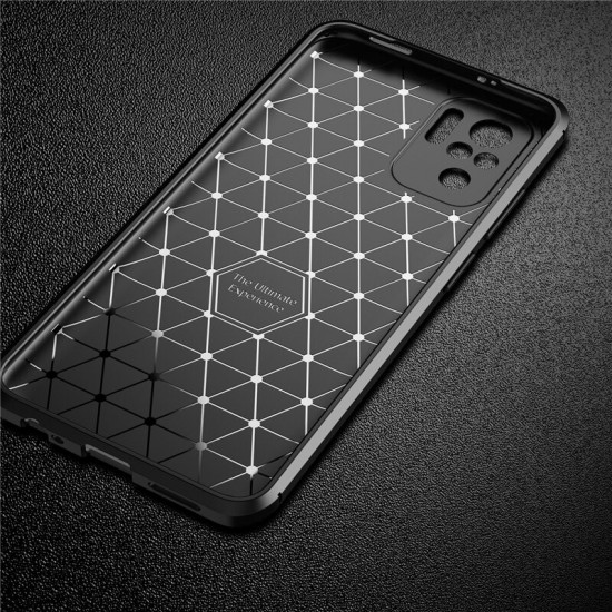 For Xiaomi Redmi Note 10 / Redmi Note 10S Case Luxury Carbon Fiber Pattern with Lens Protector Shockproof Silicone Protective Case Non-Original