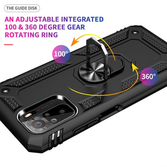 For Xiaomi Redmi Note 10 4G/ Redmi Note 10S Case Bumpers Shockproof Magnetic with 360 Rotation Finger Ring Holder Stand PC Protective Case Non-Original