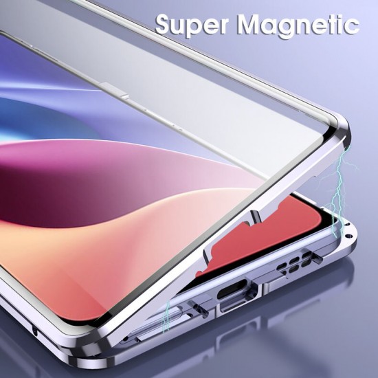 For Xiaomi Redmi Note 10 Pro/ Redmi Note 10 Pro Max Case 2 in 1 Magnetic Flip Double-Sided Tempered Glass Metal Full Cover Protective Case Non-Original