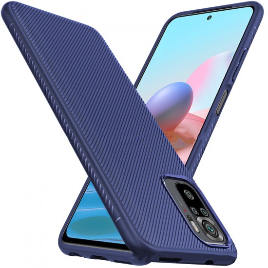 For Xiaomi Redmi Note 10 /Redmi Note 10S Case Carbon Fiber Texture Slim Soft Silicone Shockproof Protective Case Back Cover Non-Original