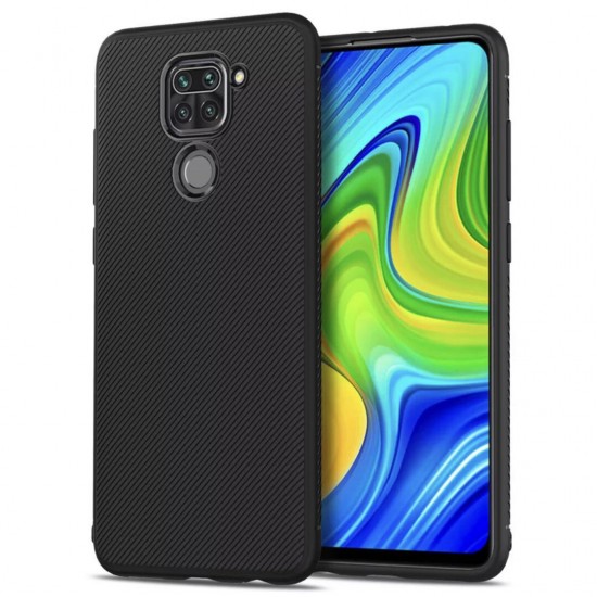 For Xiaomi Redmi Note 9 / Redmi 10X 4G Case Carbon Fiber Texture Slim Soft Silicone Shockproof Protective Case Back Cover Non-original