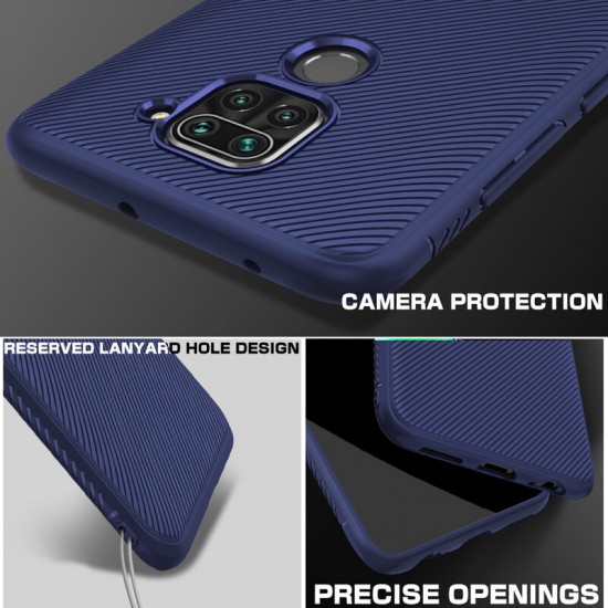 For Xiaomi Redmi Note 9 / Redmi 10X 4G Case Carbon Fiber Texture Slim Soft Silicone Shockproof Protective Case Back Cover Non-original