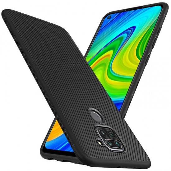 For Xiaomi Redmi Note 9 / Redmi 10X 4G Case Carbon Fiber Texture Slim Soft Silicone Shockproof Protective Case Back Cover Non-original