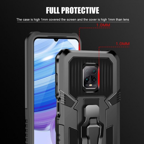 For Xiaomi Redmi Note 9 / Redmi 10X 4G Case Dual-Layer Rugged Magnetic with Belt Clip Stand Non-Slip Anti-Fingerprint Shockproof Protective Case Non-Original