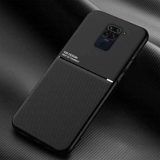 For Xiaomi Redmi Note 9 / Redmi 10X 4G Magnetic Texture Non-slip Leather TPU Shockproof Protective Case Non-original