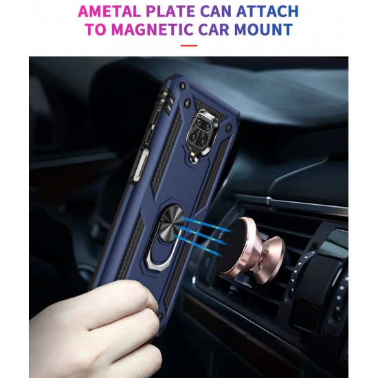 For Xiaomi Redmi Note 9 Case Magnetic Adsorption Shockproof with Finger Ring Holder Stand PC + TPU Protective Case Non-original