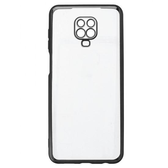 For Xiaomi Redmi Note 9S / Redmi Note 9 Pro Case 2 in 1 Plating Lens Protect Ultra-thin Anti-fingerprint Shockproof Transparent Soft TPU Protective Case Non-original