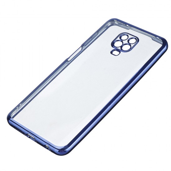 For Xiaomi Redmi Note 9S / Redmi Note 9 Pro Case 2 in 1 Plating Lens Protect Ultra-thin Anti-fingerprint Shockproof Transparent Soft TPU Protective Case Non-original