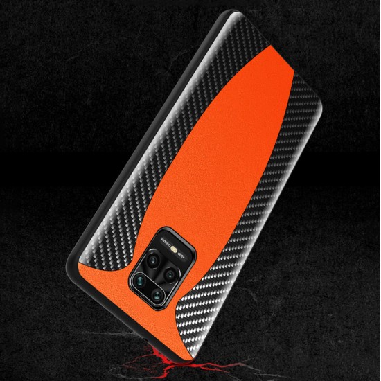 For Xiaomi Redmi Note 9S / Redmi Note 9 Pro Case Sports Car Pattern Design Carbon Fiber Leather Protective Case Non-original