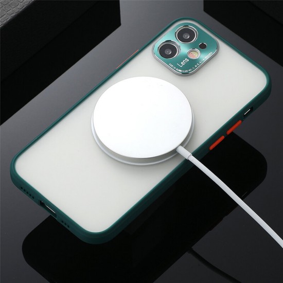 For iPhone 12 Case Support Magsafe Wireless Charging with Lens Protector Anti-Fingerprint Matte Translucent Protective Case