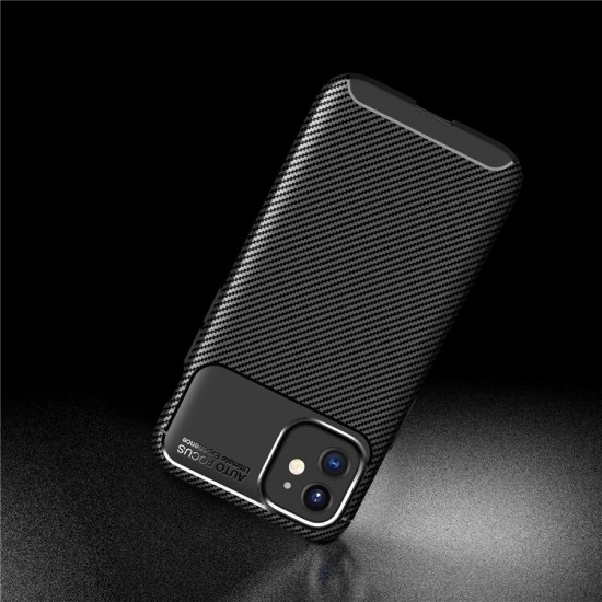 For iPhone 12 Mini 5.4inch Case Luxury Carbon Fiber Pattern with Lens Protector Shockproof Silicone Protective Case