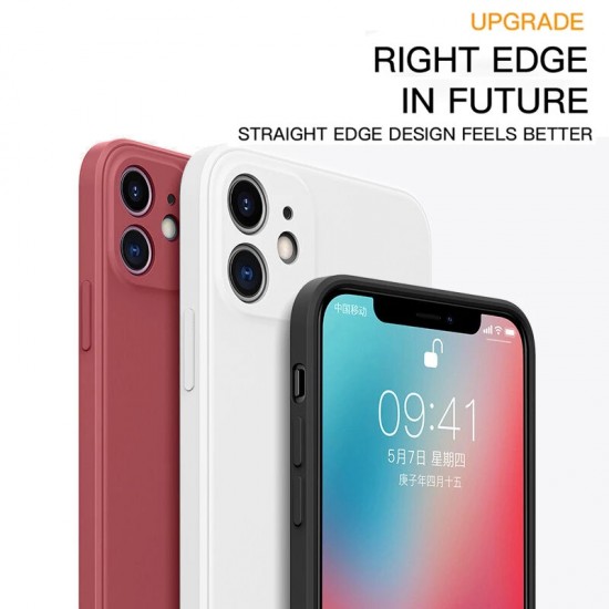 For iPhone 12 Mini Case Smooth Shockproof with Lens Protector Soft Liquid Silicone Rubber Back Cover Protective Case