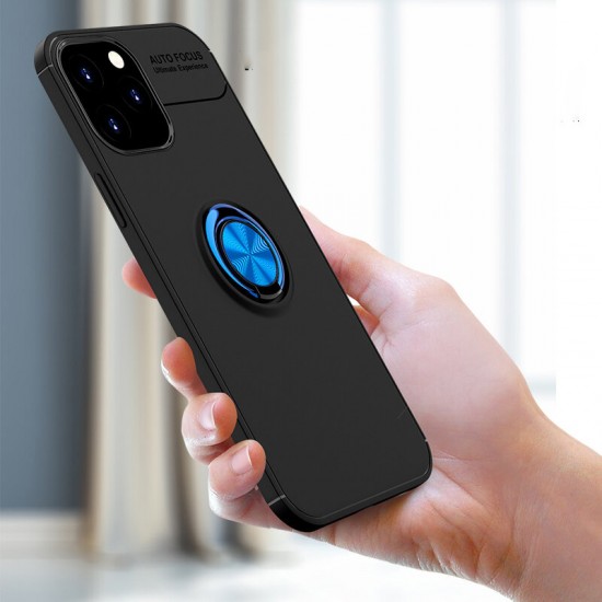 For iPhone 12 Pro / 12 Case 360° Rotating Magnetic Ring Holder Soft Silicone Shockproof Protective Case Back Cover