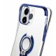 For iPhone 12 Pro / 12 Case Plating Transparent with Ring Holder Shockproof Soft TPU Protective Case Back Cover