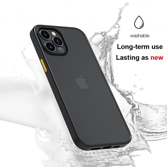 For iPhone 12 Pro / 12 Case Shockproof Anti-Fingerprint Matte Translucent Hard PC & Soft TPU Edge Protective Case