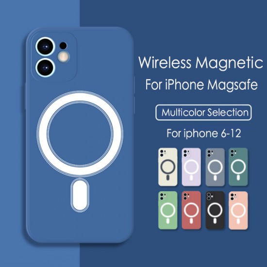 For iPhone 12 Pro 6.1inch Liquid Silicone Case Magnetic Anti-Fingerprint Shockproof Support Wireless Charging Protective Back Cover