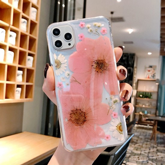 For iPhone 12 Pro Max / 12 / 12 Pro / 12 Mini Case Ins Style Dried Flower Pattern Transparent Non-Yellow TPU Protective Case