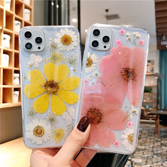 For iPhone 12 Pro Max / 12 / 12 Pro / 12 Mini Case Ins Style Dried Flower Pattern Transparent Non-Yellow TPU Protective Case