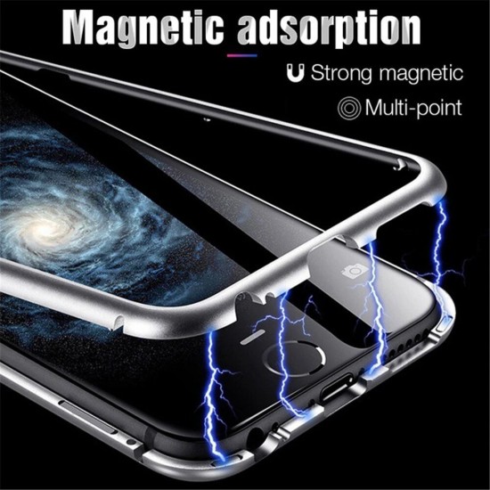 For iPhone 12 Pro Max 6.7 inch Magnetic Adsorption Metal Singel-side Tempered Glass Protective Case