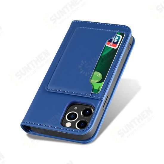 For iPhone 12 Pro Max Case Business Flip Magnetic with Multi-Card Slots Wallet Shockproof PU Leather Protective Case