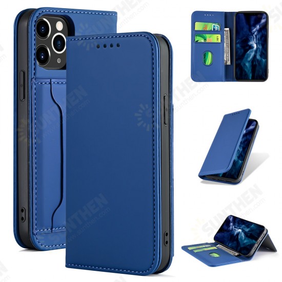 For iPhone 12 Pro Max Case Business Flip Magnetic with Multi-Card Slots Wallet Shockproof PU Leather Protective Case