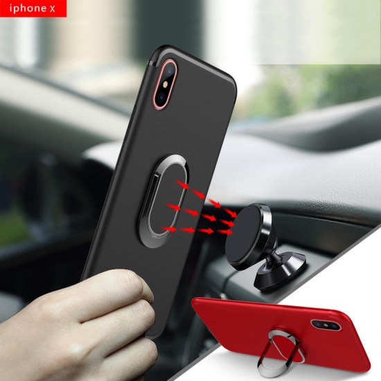 360° Adjustable Metal Ring Kickstand Magnetic Adsorption TPU Case for iPhone X